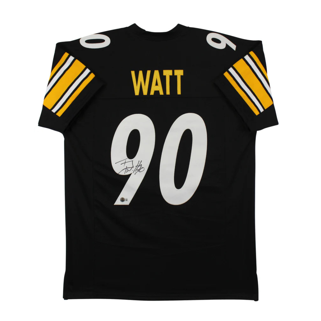 T.J. Watt Signed Black Pro Style Football Jersey with Beckett Witness